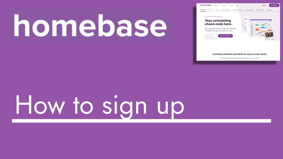 How to sign up to homebase